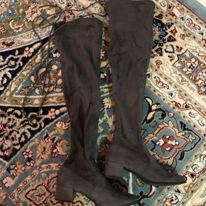 Over the knee grey suede boots